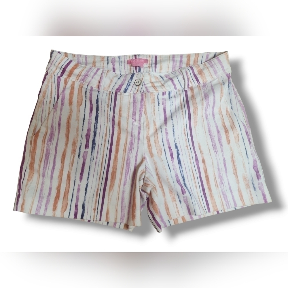Isaac Mizrahi Shorts Womens 12 Watercolor Stripes Tailored Pocket Classic